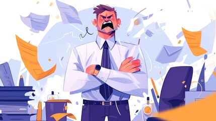 Illustration of a lively businessman depicting a business concept in a cartoon style