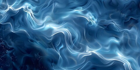 Wall Mural - Abstract Blue Fluid Background with Wave Patterns in Liquid Medium. Concept Abstract Art, Blue Fluid, Wave Patterns, Liquid Medium