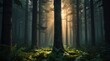 © Free - forest with tall tress and a path leading through the middle