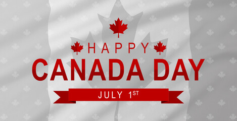 Canada Day, July 1, vector banner design template with flag of Canada, fireworks, and text on dark blue background.