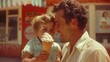 © Chuemon - a retro photograph capturing a father and son sharing an ice cream cone.