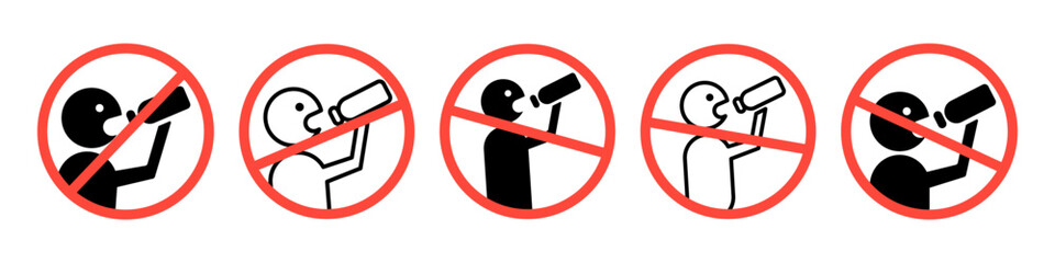 don't drink icon. no alcohol sign. drunk men not allowed ban symbol. do not swallow warning sign. no