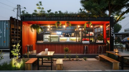 Innovative Container Cafe Design A Modern Approach to Casual Dining in a Unique Setting
