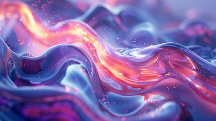 Wall Mural - 3D Abstract liquid forms interacting with dynamic light sources