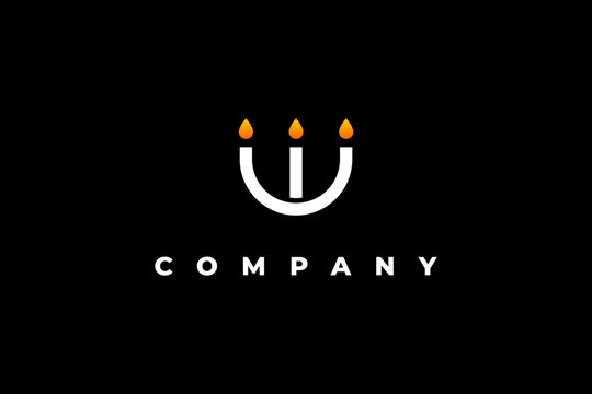 letter u and i candle modern logo