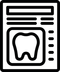Wall Mural - Minimalistic black and white dental record icon illustration with tooth. Document. And healthcare symbol vector graphic for dentistry and medical report documentation in a professional office setting