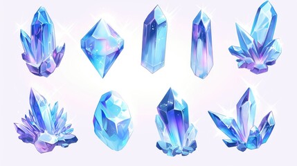 A 2d illustration of a clear crystal icon set against a pristine white background