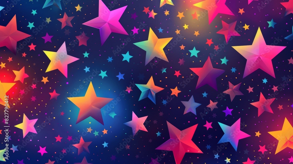 Design a star pattern with various sizes of stars arranged in a ...