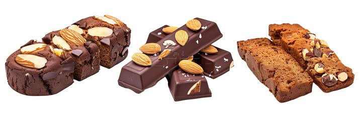 Wall Mural - set of biscotti, including almond and chocolate, isolated on transparent background