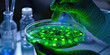 © Lila Patel - A geneticist alters the course of history, their petri dish filled with glowing green bioluminescent bacteria, as they create a virus that could save the world