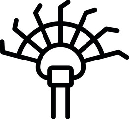 Poster - Minimalistic, black and white line art illustration of a sunburst or explosion icon
