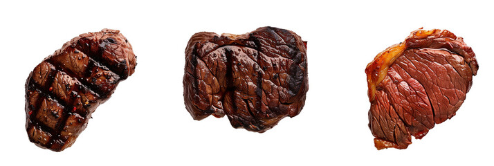 et of beef steaks, isolated on transparent background