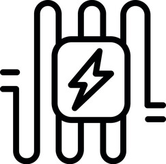 Poster - Black and white vector icon of a battery charging, isolated on a white background