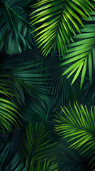 Wall Mural - Dark green tropical leaves background