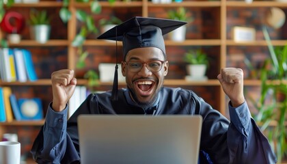 Graduating Man Studying Online