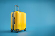 © Галя Дорожинська - Yellow suitcase on blue background. Generative by AI