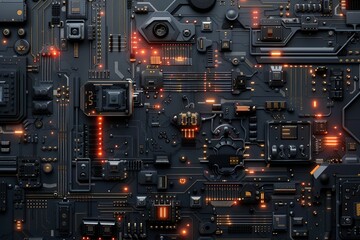 Wall Mural - Electronic computer hardware technology. Circuit board. Digital chip background.