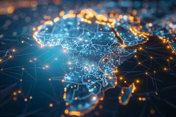 digital map of africa network connection created with generative ai