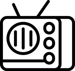 Canvas Print - Retro television icon outline in vintage black and white vector minimalistic design for nostalgic media and entertainment concept illustration