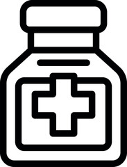 Wall Mural - Minimalist medical bottle line icon in black and white for healthcare and pharmacy user interface design. Clean and modern vector illustration with editable stroke