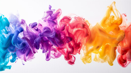 Wall Mural - Rainbow colors flowing on a white background, interesting background