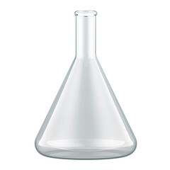 Empty conical flask, chemistry laboratory glassware. 3D rendering isolated on transparent background