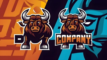 Wall Mural - Strong Bull Mascot Graphic