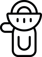 Poster - Illustration of a simple cartoon astronaut icon in black and white line art, suitable for kids' doodle, badge, or printable digital labeling, representing space exploration and cosmic adventure