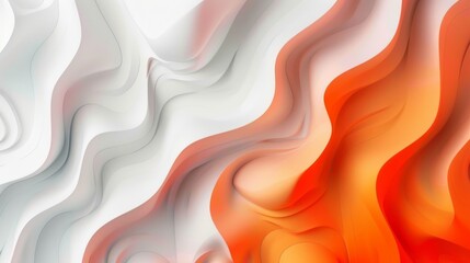Wall Mural - Abstract background in a combination of orange and white. Dynamic waveforms in gradations of orange and white.