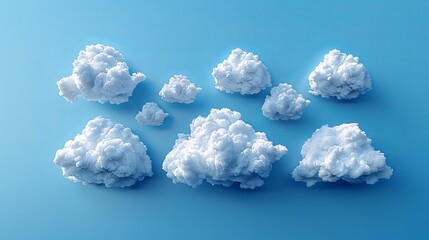 Sticker - Multiple cloud symbol vector illustration, including 2D and 3D clouds, illustrating multi-cloud data connectivity.