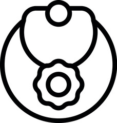 Sticker - Black line art illustration of a medical stethoscope icon, isolated on white background