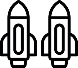 Sticker - Black and white line art of two rocket icons, perfect for spacerelated design projects