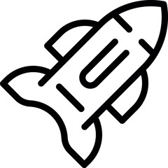 Wall Mural - Simplified vector illustration of a space rocket, in a black and white line art style
