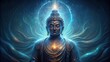 © artsakon - Sketch of Gautam Buddha with a generative glow effect