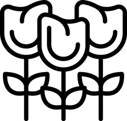 Sticker - Simple, elegant icon depicting a group of three tulips in a line art style