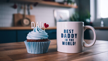 homemade cupcake and white coffee mug with 