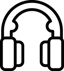 Sticker - Simplistic line drawing of headphones in black and white, ideal for icons or logos
