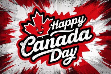 A canada day logo with a red and white background, AI