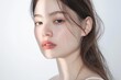© QuietWord - close up face portrait of young pretty Asian woman with bright flawless skin, beauty cosmetic or skincare fashion portrait with copy space