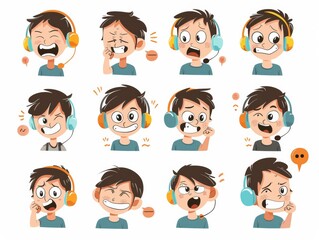 Wall Mural - Include a variety of expressions in the call interactions â€“ helpful and positive but also focused, serious, listening as well talking. 