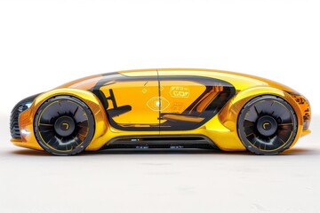 Poster - Yellow and black futuristic car with transparent elements, emphasizing cutting edge design and advanced technology