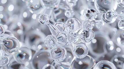 hyaluronic acid molecules that look like transparent glass 