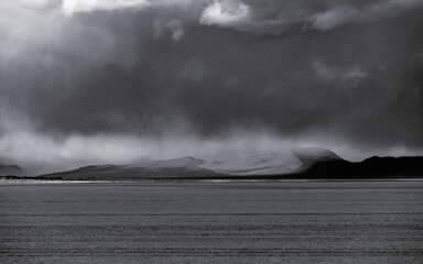 Poster - Stormy Landscape of Eastern Oregon Wilderness near Alvord Desert, black and white