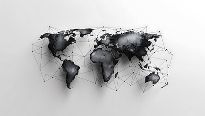 digital globe with global network connections, white background, simple lines representing the earth