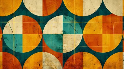Wall Mural - A colorful pattern of circles with a blue and green background