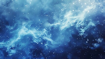 Wall Mural - a blue sky with stars and a cloud of smoke