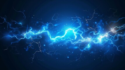 Wall Mural - a blue and white electric storm with lightning bolts