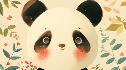 Wall Mural - Adorable panda character lovingly hand drawn in a delightful 2d illustration
