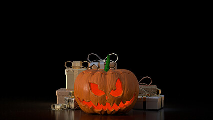 Canvas Print - The  jack o lantern for halloween or holiday concept 3d rendering.