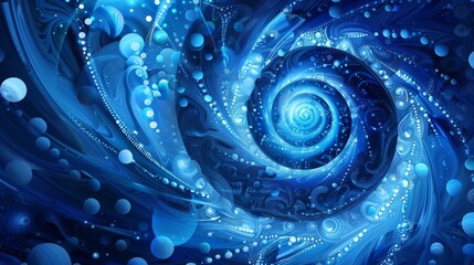 Wall Mural - A blue spiral with many small blue circles